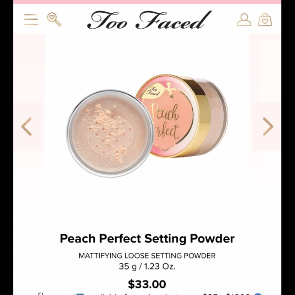 Too Faced Peach Perfect Mattifying loose setting